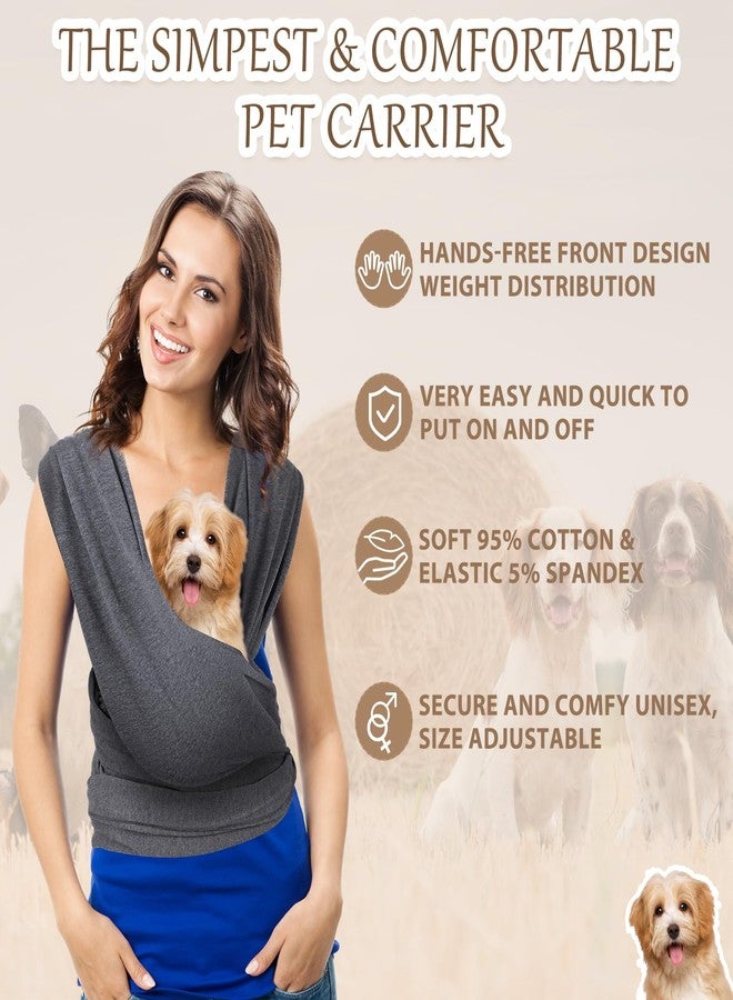 Clysee Dog Sling Carriers, Cat Wrap Carrier Chest, Front Facing Dog Sling, Hands Free, Size Adjustable, Soft Cotton, Swaddle Bag for Outdoor(Grey) - Image 4
